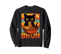 Funny Cat Bruh Meme Eating Ramen Japanese Anime Boys Girls Sweatshirt