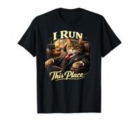 Funny Cat CEO I Run This Place Humour T-Shirt