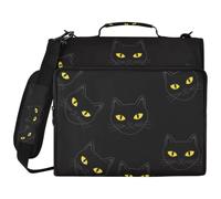 Funny Cat Classeur pour ordinateur portable avec sangle élastique intercalaire 3 anneaux et pochette pour ordinateur portable Noir