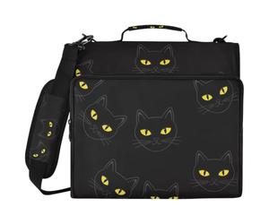 Funny Cat Classeur pour ordinateur portable avec sangle élastique intercalaire 3 anneaux et pochette pour ordinateur portable Noir