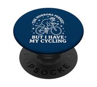 Funny Cat Cycling The Horrors Persist Bike Rider PopSockets PopGrip Adhésif