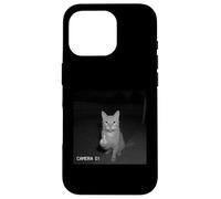 Funny Cat Flipping Off Middle Finger on Security Camera Coque pour iPhone 16 Pro