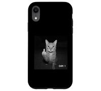 Funny Cat Flipping Off Middle Finger on Security Camera Coque pour iPhone XR