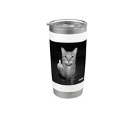 Funny Cat Flipping Off Middle Finger On Security Camera Gobelet isotherme en acier inoxydable double paroi