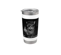 Funny Cat Flipping Off Middle Finger On Security Camera Gobelet isotherme en acier inoxydable double paroi