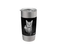 Funny Cat Flipping Off Middle Finger On Security Camera Gobelet isotherme en acier inoxydable double paroi