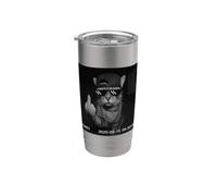 Funny Cat Flipping Off Middle Finger On Security Camera Gobelet isotherme en acier inoxydable double paroi