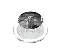 Funny Cat Flipping Off Middle Finger on Security Camera PopSockets PopGrip pour MagSafe