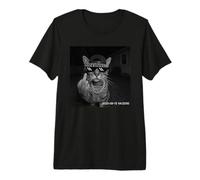 Funny Cat Flipping Off Middle Finger on Security Camera T-Shirt Haut de Gamme