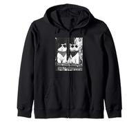 Funny Cat Gangsters Streets New York Noir & Blanc Urban Sweat à Capuche