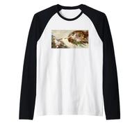 Funny Cat God Creation of Adam Art Michel-Ange Jésus Art Manche Raglan
