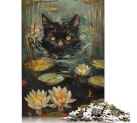 Funny Cat Hiding in Water Puzzle 1000 Pieces Cadeau Unique Jeu Éducatif Défi Jouet À De Qualité Supérieure Peinture Art pour Adultes Et Enfants À Partir De 14 Ans 1000pcs (75x50cm)