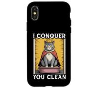Funny Cat I Conquer You Clean Bac à litière pour chat Coque pour iPhone X/XS