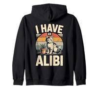 Funny Cat I Have an Alibi Retro Sweat à Capuche