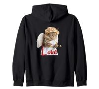 Funny Cat in Cupid Costume, Saint Valentine's Cat Selfie Sweat à Capuche
