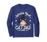 Funny Cat Lover GNOME for Men with Kitty Worlds Best Cat Dad Manche Longue