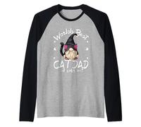 Funny Cat Lover GNOME for Men with Kitty Worlds Best Cat Dad Manche Raglan