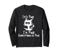 Funny Cat Lover It's Fine I'm Fine Everything is Fine Manche Longue
