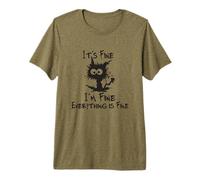 Funny Cat Lover It's Fine I'm Fine Everything is Fine T-Shirt Haut de Gamme