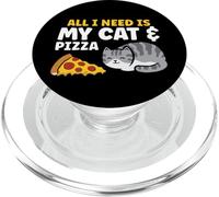 Funny Cat Lover Tout ce Dont J'Ai Besoin est Mon Chat et ma Pizza PopSockets PopGrip pour MagSafe