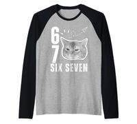 Funny Cat Lunettes de Soleil 67 Six Seven Meme Slang Gen Alpha Humour Manche Raglan