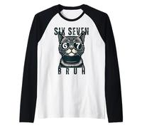 Funny Cat Lunettes de Soleil 67 Six Seven Meme Slang Gen Alpha Retro Manche Raglan