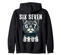 Funny Cat Lunettes de Soleil 67 Six Seven Meme Slang Gen Alpha Retro Sweat à Capuche