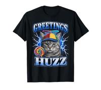 Funny Cat Meme Greetings Huzz Bootleg Y2K Silly Cat Lover T-Shirt