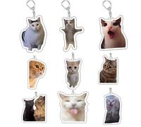 Funny Cat Memes Series Keychain for Best Friends, Lanière de sac cadeau étudiant, Pendentif de sac pour femme, Choses mignonnes, Cadeau bon marché Style 3
