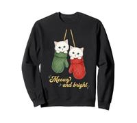 Funny Cat Mittens Vintage Christmas Retro Kitten Cat Lover Sweatshirt