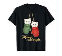 Funny Cat Mittens Vintage Christmas Retro Kitten Cat Lover T-Shirt