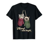 Funny Cat Mittens Vintage Christmas Retro Kitten Cat Lover T-Shirt
