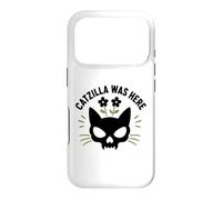 Funny Cat Monster Horror Lover Humor Catzilla Was Here Coque pour iPhone 17 Pro