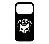 Funny Cat Monster Horror Lover Humor Catzilla Was Here Coque pour iPhone 17 Pro
