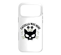 Funny Cat Monster Horror Lover Humor Catzilla Was Here Coque pour iPhone 17 Pro Max
