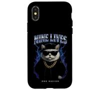 Funny Cat Nine Lives, Amoureux des Chatons Graphiques surchargés Coque pour iPhone X/XS