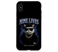 Funny Cat Nine Lives, Amoureux des Chatons Graphiques surchargés Coque pour iPhone XS Max