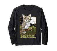 Funny Cat Owl Meme Meowl Internet Brainrot Cursed Vintage Manche Longue