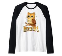 Funny Cat Owl Meme Meowl Internet Brainrot Cursed Vintage Manche Raglan