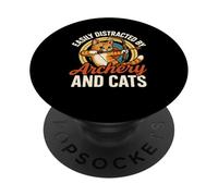 Funny Cat Parent Gift Easily Distracted by Archery and Cats PopSockets PopGrip Adhésif