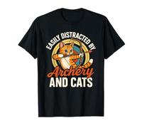 Funny Cat Parent Gift Easily Distracted by Archery and Cats T-Shirt