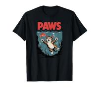 Funny Cat Paws Parody Design - Cute Kitten & Fish Cartoon T-Shirt