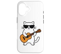 Funny Cat Playing Guitar Guitarist Men Women Kids Coque pour iPhone 16