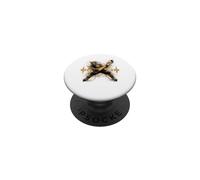 Funny Cat Playing Music Ice Hockey PopSockets PopGrip Adhésif