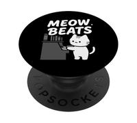 Funny Cat Playing Piano Meow Beats Music Lover PopSockets PopGrip Adhésif