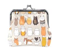 Funny Cat Porte-monnaie en cuir beige avec verrou pour femme 11,4 x 10,4 cm, Funny Cat Beige, one size, Funny Cat Beige