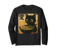 Funny Cat Ramen Graphic Japanese Kawaii Manga Anime Manche Longue