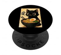 Funny Cat Ramen Graphic Japanese Kawaii Manga Anime PopSockets PopGrip Adhésif