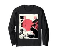 Funny Cat Ramen Great Wave Off Kanagawa Illustration Anime Cat Manche Longue