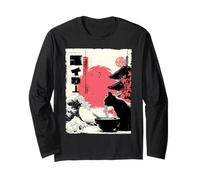 Funny Cat Ramen Great Wave Off Kanagawa Illustration Anime Cat Manche Longue